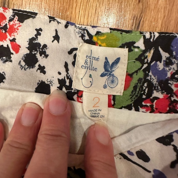 Edme & Esyllte cream black and primary color led floral cinched pencil skirt - Picture 2 of 5